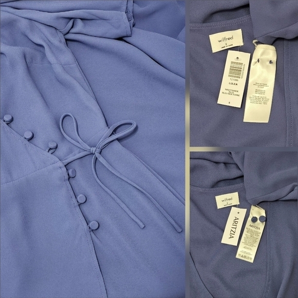 🇨🇦 Aritzia Wilfred Lulea Short Sleeve Chiffon Midi Wrap Dress - Picture 11 of 16
